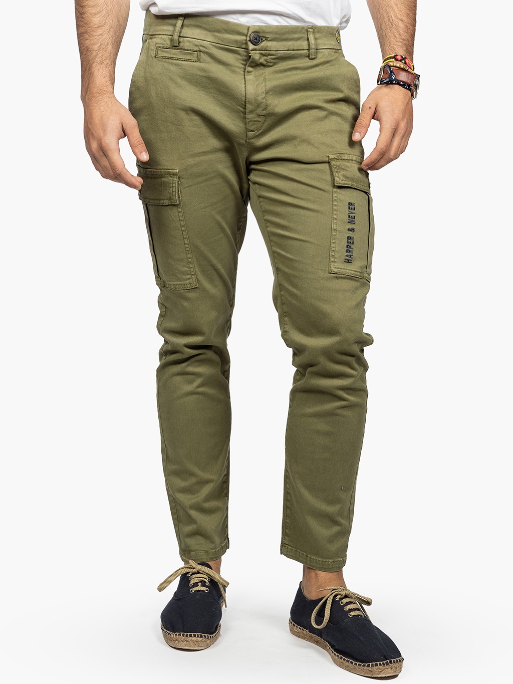 Pantalón H&N Cargo Verde Militar
