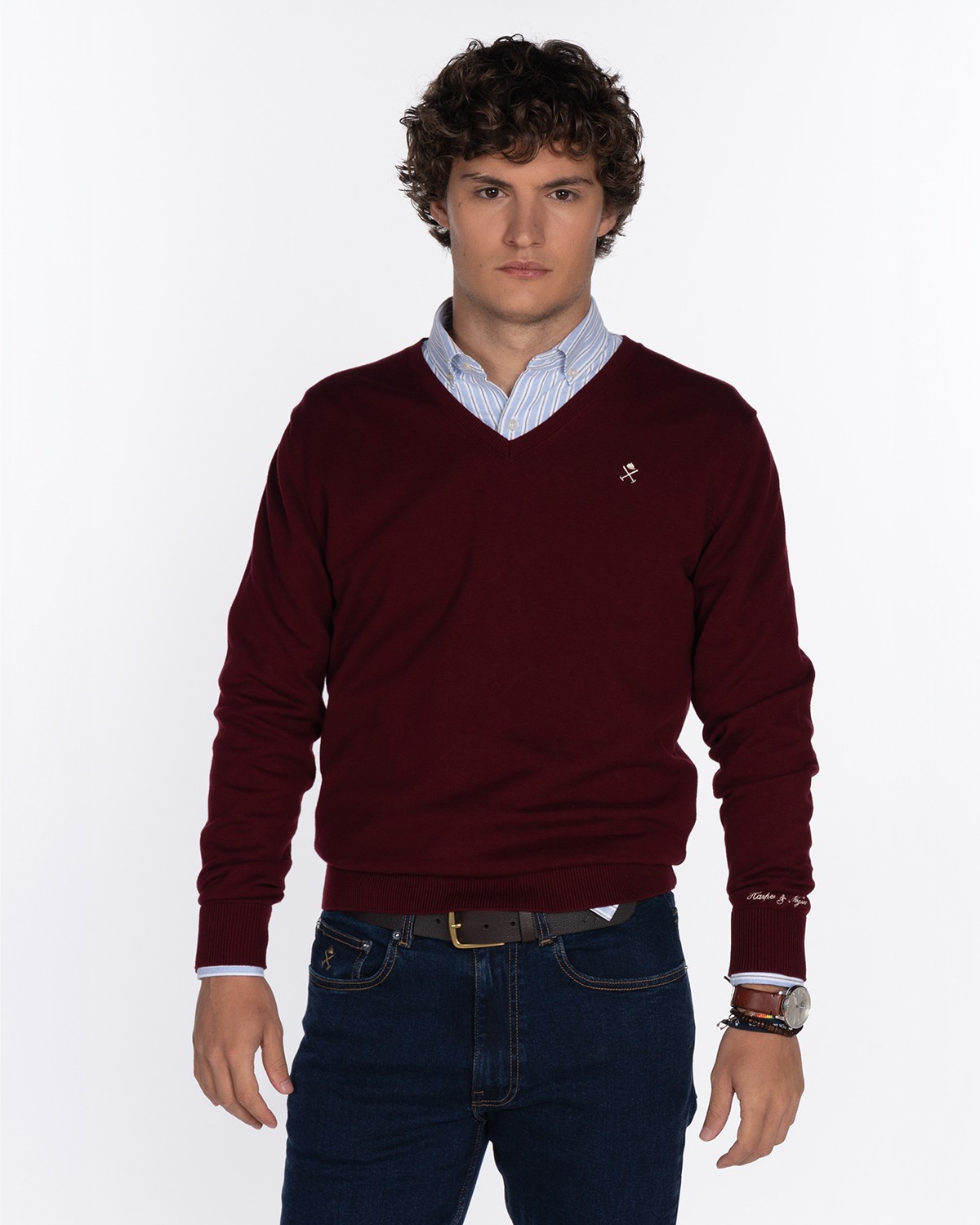 JERSEY V NECK BURGUNDY
