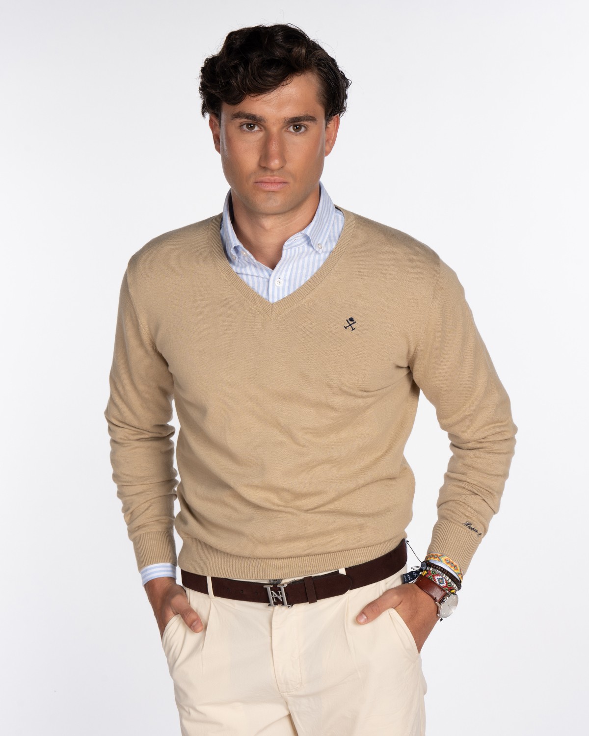 JERSEY V NECK CAMEL